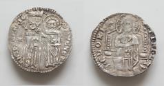 World Coins - ITALY, Venezia (Venice). Antonio Veniero. 1382-1400. AR Grosso (21mm, 1.8 g,). Third type. Doge, standing right, and St. Mark,