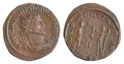 Ancient Coins - Probus, 276-282 AD. AE Antoninianus (20mm, 3g). Antioch. IMP C M AVR PROBVS P F AVG, radiate, draped, and cuirassed bust right / CLEMENTIA TEMP, emperor standing right