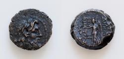 Ancient Coins - Seleukid Kingdom. Demetrios II Nikator. Second reign, 129-125 B.C. Æ 18 mm, 5.7g, Antioch on the Orontes, 129/8 B.C. Laureate head of Zeus right  Nike