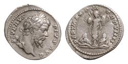 Ancient Coins - Septimius Severus AD 193-211. Rome Denar AR 18mm., 3,5g. SEVERVS PIVS AVG; laureate head right / PART MAX P M TR P X COS III P P; trophy