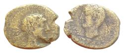Ancient Coins - COELESYRIA, Chalcis ad Belum. Octavian. 31-30 BC. Æ (20mm, 6,8 g,). Zenodorus, tetrarch and archereus.Bare head of Octavian Bare head of Zenodorus