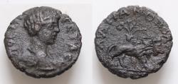 Ancient Coins - THRACE. Hadrianopolis. Geta (Caesar, 198-209). AE15mm 2,6g Lion walking right., tree behind