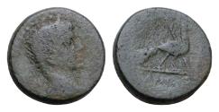 Ancient Coins - ISLANDS off IONIA, Samos. Augustus. 27 BC-AD 14. Æ (17mm, 5.8 g,). Laureate head right / Peacock standing right on caduceus, scepter behind