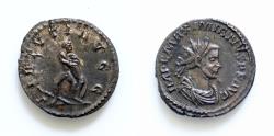 Ancient Coins - Maximianus, first reign, 286-305. Antoninianus (Silvered bronze, 23 mm, 3.64 g, 6 h), Lugdunum,  Hercules strangling the Nemean lion