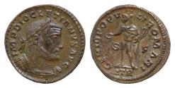 Ancient Coins - Diocletian, 284-305. Follis (Silvered bronze, 28 mm, 10.5g, ), Treveri, circa 302-303. IMP DIOCLETIANVS P AVG Laureate and cuirassed bust of Diocletian to right
