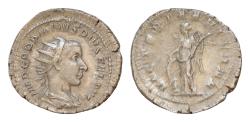 Ancient Coins - Gordian III (AD 238-244). AR antoninianus 23mm, 4,4g  Rome, AD 243-244. IMP GORDIANVS PIVS FEL AVG, bust of Gordian III right, seen from behind / VICTORIA AETERNA, Victory