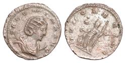 Ancient Coins - SALONINA. AR 20mm 4g (Augusta, 254-268).Antioch.Antoninianus.SALONINA AVG. Draped bust right, wearing stephane and set upon crescent.IVNO REGINA. Juno standing