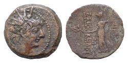 Ancient Coins - Seleukid Kingdom. Alexander II Zabinas. AE 20mm 7,1g . 125-122 BC. Antioch Diademed and radiate head right.Athena Nikephoros standing left, holding spear; shield at feet to right