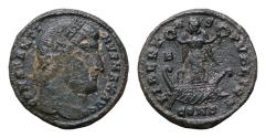 Ancient Coins - Constantine I 'the Great' (307/10-337 AD). Constantinople. AE Follis 19.3mm 3g  LIBERTAS PVBLICA / B / CONS. Victory, head left and holding wreath in each hand, standing facing in