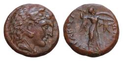 Ancient Coins - Sicily, Syracuse, Pyrrhos (278-276 BC), Æ 23mm (9,1 g; 23 mm) Head of Herakles r., wearing lion's skin. R/ Athena Promachos standing r., holding shield and thunderbolt