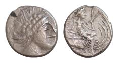 Ancient Coins - Eastern Celtic Tribes,Contemporary celtic  imitation of Euboea, Histiaea. Tetrobol, 3rd-2nd  centuries BC.  AR 13mm., 1,27g Good Very Fine . Very rare