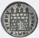 Ancient Coins - Constantine city gate with four turrets and open doors. Arles mint. Really sharp strike