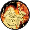 Mints Coins - MERLIN Burning 1 Oz Silver Coin 2 Pounds United Kingdom 2023