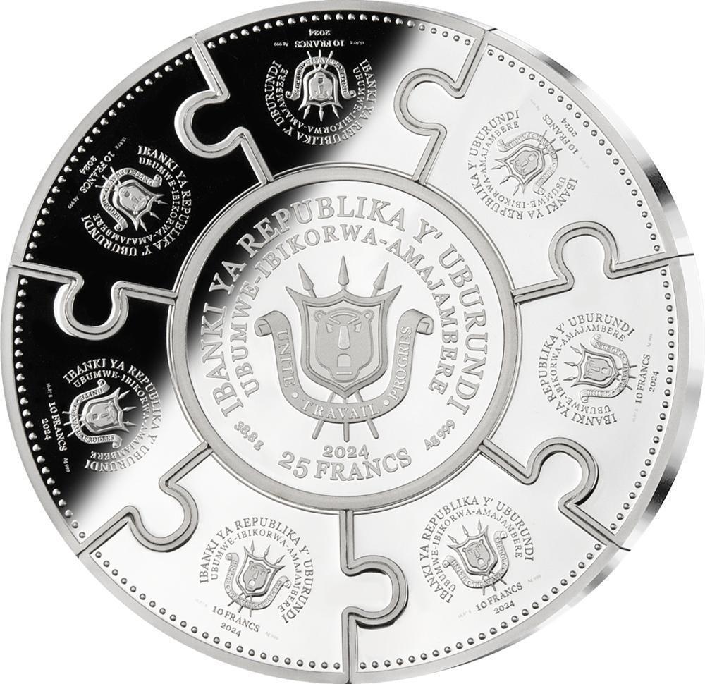 WONDERS OF THE WORLD 8x5 Oz Silver Coin 25 Francs Burundi 2024