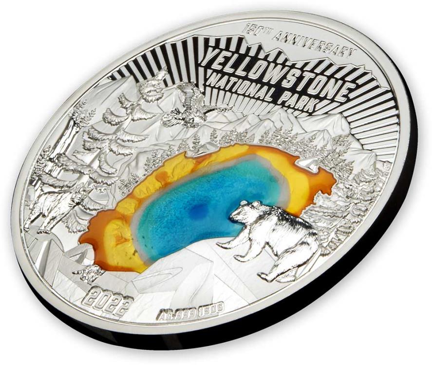 YELLOWSTONE 150th Anniversary Silver Coin 5$ Barbados 2022 | Mints