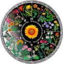 Mints Coins - HOROLOGIUM FLORAE Floral Clock Coloured 3 Oz Silver Coin 30$ Liberia 2024