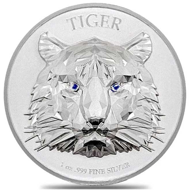 MULTIFACETED TIGER 1 Oz Silver Coin 5000 Francs Chad 2022 | Mints