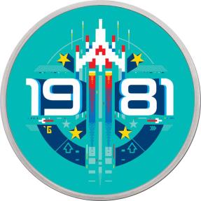 GALAGA 40th Anniversary Colored 1 Oz Silver Coin 2$ Niue 2021