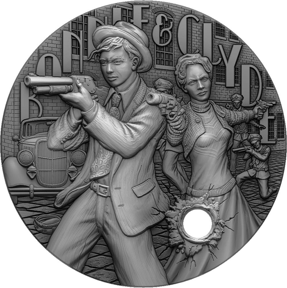 Mints - BONNIE AND CLYDE the Gangster 2 Oz Silver Coin 5$ Niue 2022