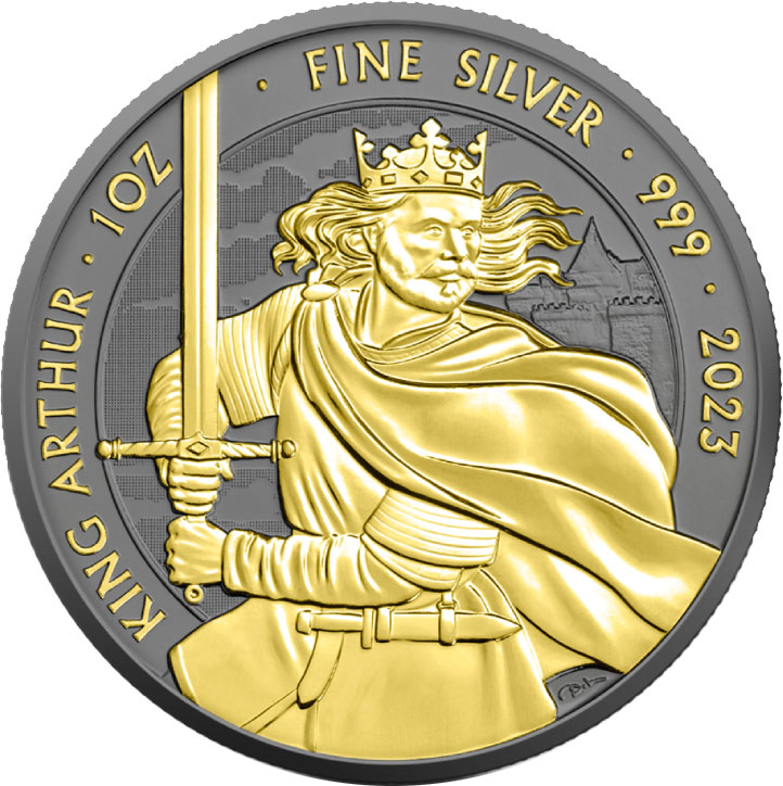 KING ARTHUR Gold Ruthenium 1 Oz Silver Coin 2 United Kingdom 2023