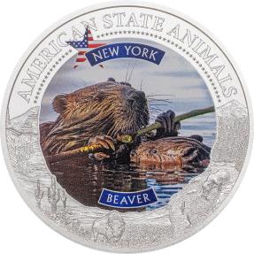 NEW YORK BEAVER Graded MS70 American State Animals 1 Oz Silver