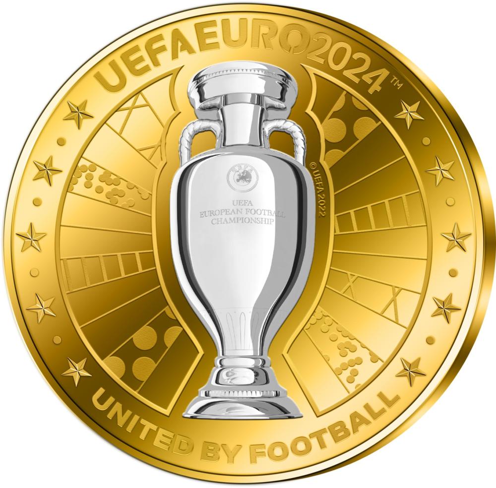 TROPHY Uefa Euro Cup 1 Oz Gold Coin 25$ Solomon Islands 2024 | Mints