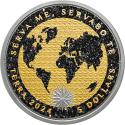 Mints Coins - NIGHT Diamond Earth Terra 1 Oz Silver Coin 5$ Tokelau 2024