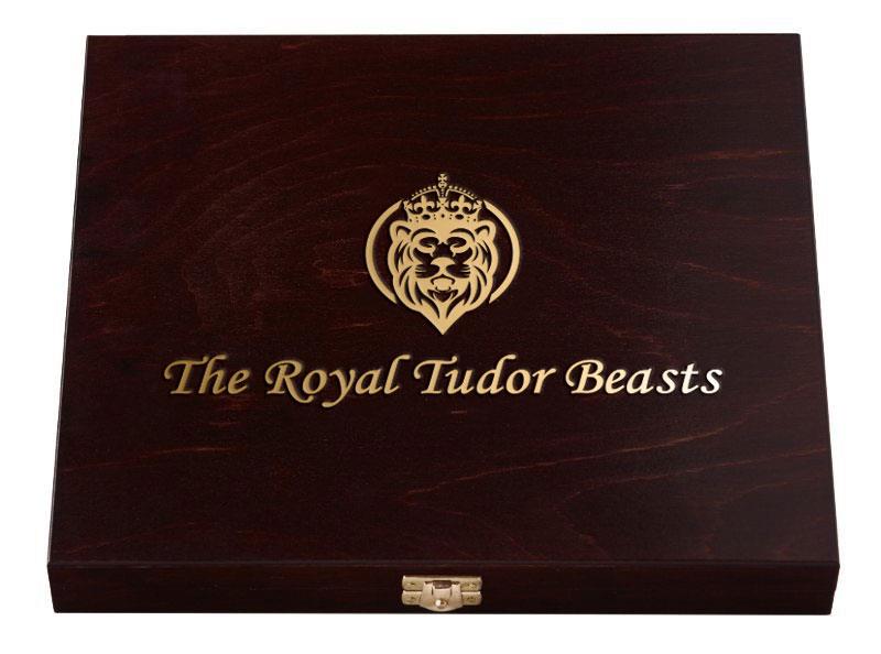 WOODEN CASE Wooden Box Royal Tudor Beasts Series 1 4 Oz Display 10 Gold