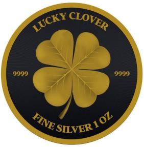 Lucky Clover Gold Black Platinum Gold Gilded 1 Oz Silver Coin 2 Niue 2023