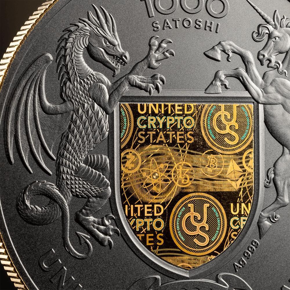 UKRAINE LAND OF FREEDOM Cryptocurrency 1 Oz Silver Coin 1000 Satoshi United  Crypto States 2024