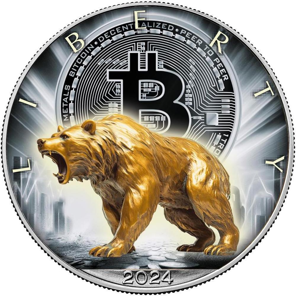 BITCOIN BEAR 1 Oz Silver Coin 1$ USA 2024 | Mints