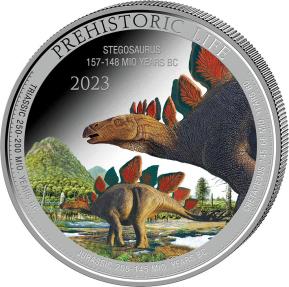 2023年 PREHISTORIC LIFE ステゴサウルス　1オンス銀貨 2023年 PREHISTORIC LIFE ステゴサウルス 1オンス銀貨 2023年