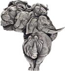 Mints Coins - BIG FIVE AFRICA Shaped 1 Oz Silver Coin 5000 Francs Chad 2022
