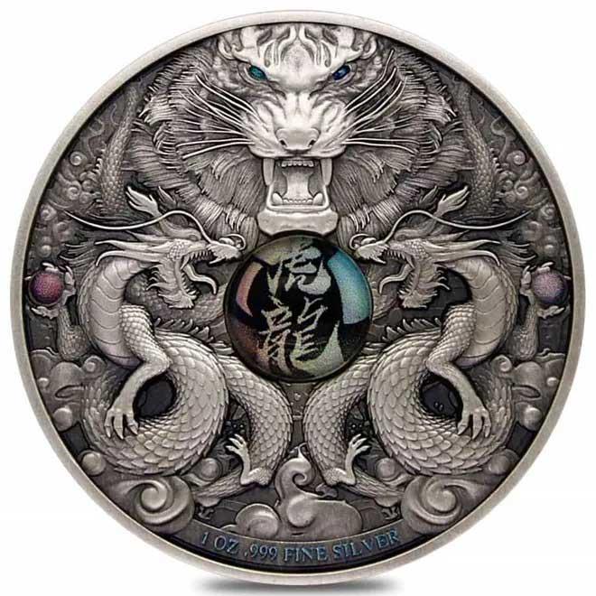 DRAGON AND TIGER 1 Oz Silver Coin 5000 Francs Chad 2022 | Mints