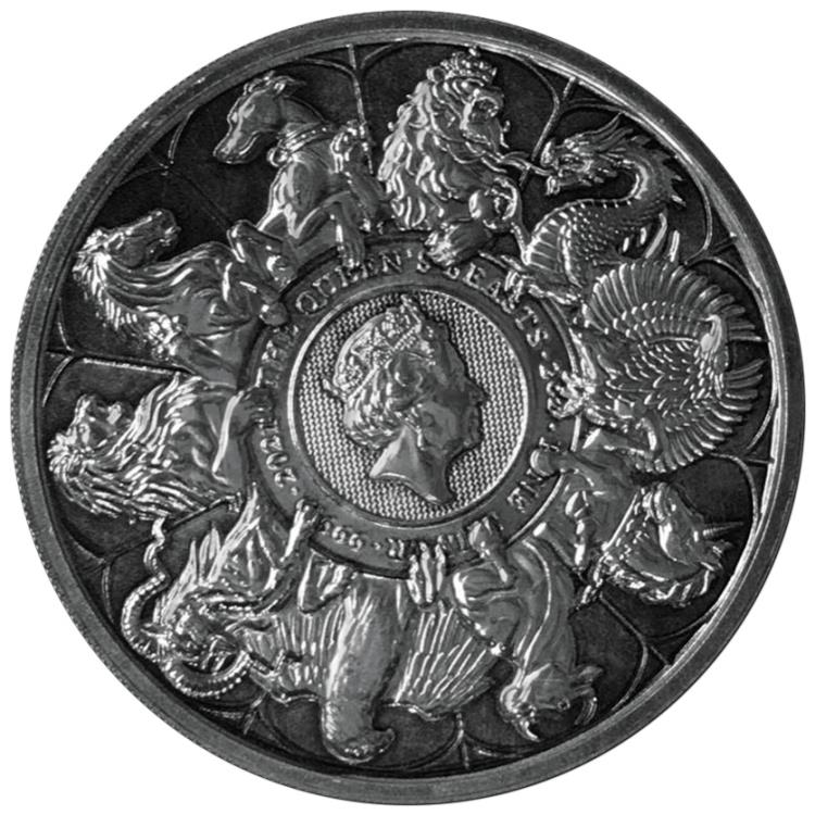 QUEENS BEASTS COMPLETER Antique Finish 2 Oz Silver Coin 5£ United