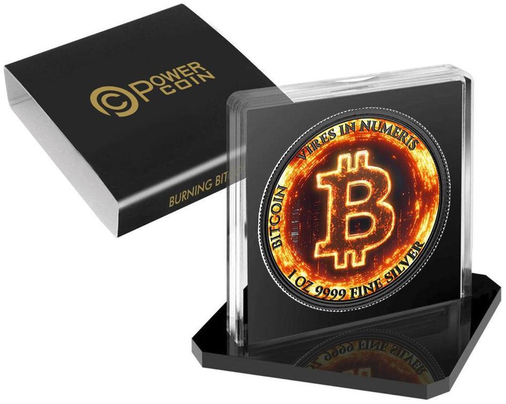 BURNING BITCOIN Black Platinum 1 Oz Silver Coin 2$ Niue 2024 | Mints