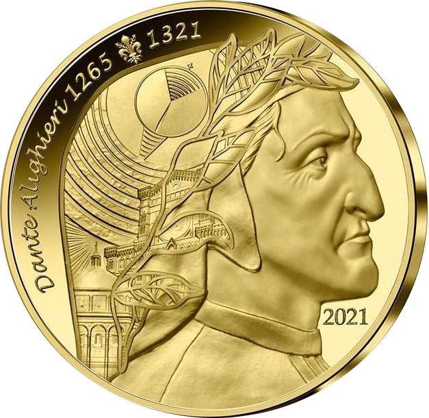 DANTE ALIGHIERI Art De La Plume Gold Coin 50 Euro France 2021