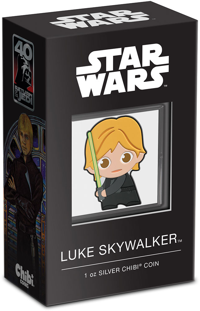 LUKE SKYWALKER Star Wars Chibi 1 Oz Silver Coin 2$ Niue 2023