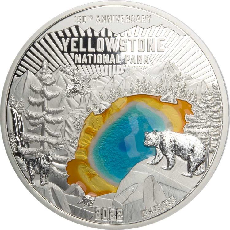 YELLOWSTONE 150th Anniversary Silver Coin 5$ Barbados 2022 | Mints