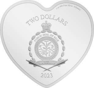 Mints - DISNEY LOVE Heart Shaped 1 Oz Silver Coin 2$ Niue 2023