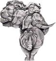 Mints Coins - BIG FIVE AFRICA Shaped 5 Oz Silver Coin 25000 Francs Chad 2022
