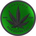 Mints Coins - CANNABIS Cyber Green Black Plating 1 Oz Silver Coin 5000 Francs Chad 2024