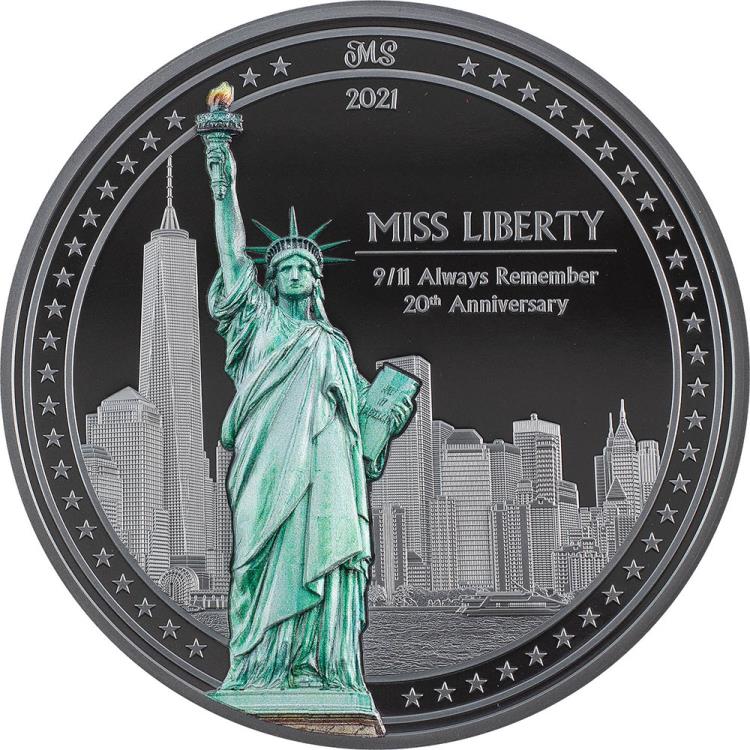 MISS LIBERTY PF70 20th Anniversary 9/11 By Miles Standish 5 Oz 