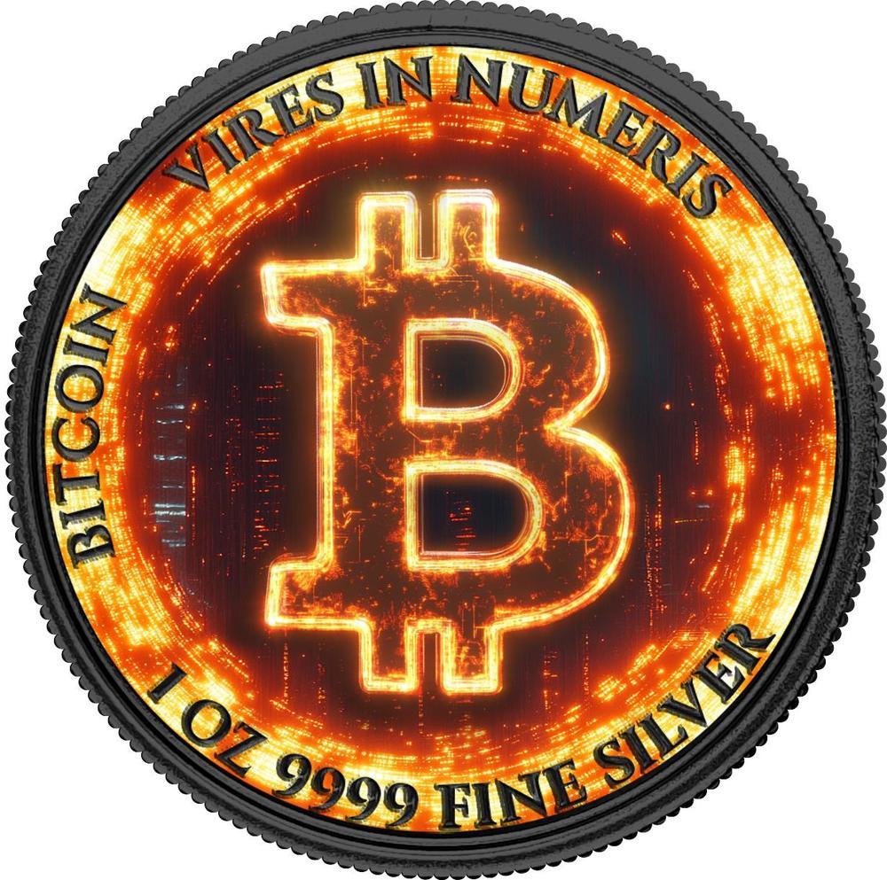 BURNING BITCOIN Black Platinum 1 Oz Silver Coin 2$ Niue 2024 | Mints