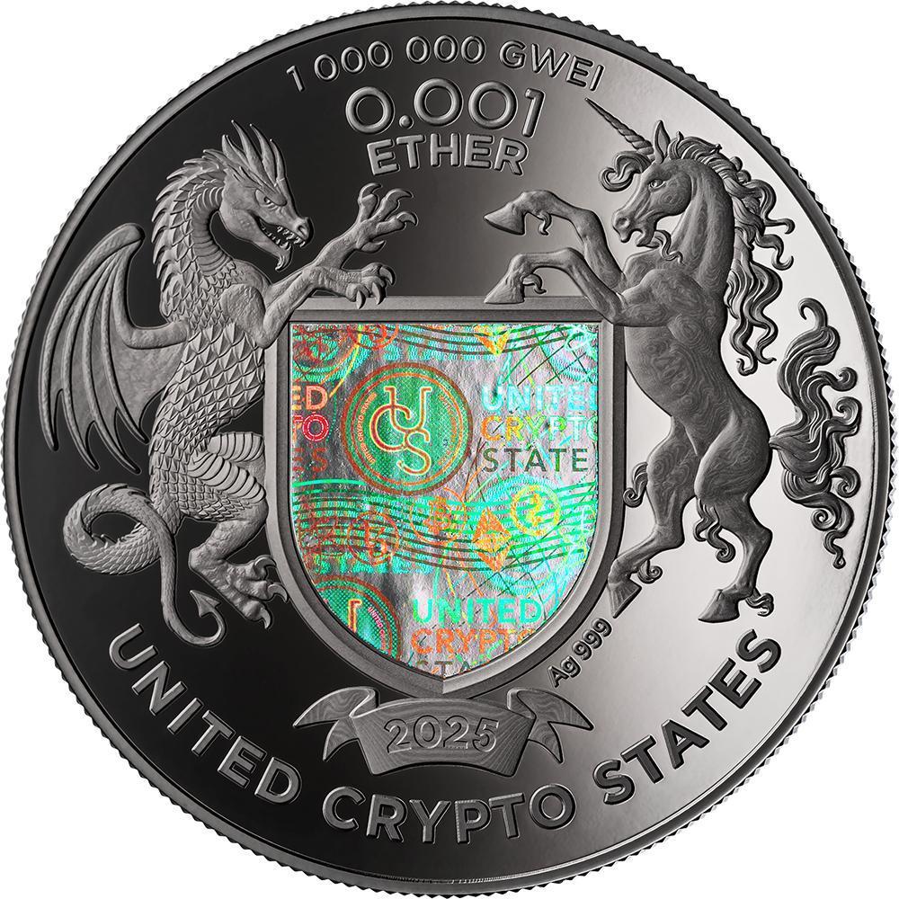 ETHEREUM 1 Oz Silver Coin 0,001 Ether United Crypto States 2025