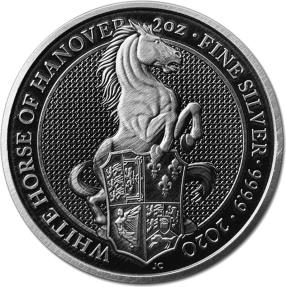 WHITE HORSE OF HANOVER Queen Beasts Antique Finish 2 Oz Silver Coin 5 ...