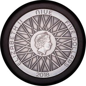 PNEUMATIC TIRES 130th Anniversary 2 Oz Silver Coin 5$ Niue 2018