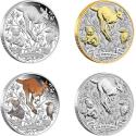 Mints Coins - PERTH MINTH 125th ANNIVERSARY Set 4 x 1 Oz Silver Coins 1$ Australia 2024