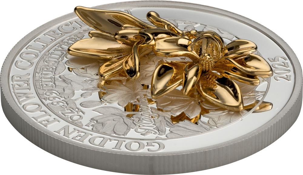 MAGNOLIA Golden Flower Collection 1 Oz Silver Coin 5$ Samoa 2025