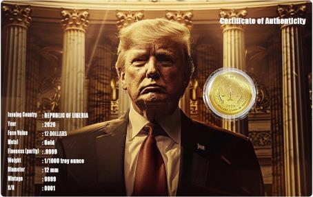 TRUMP 250th Anniversary 1/1000 Oz Gold Coin 12$ Liberia 2026 | Mints